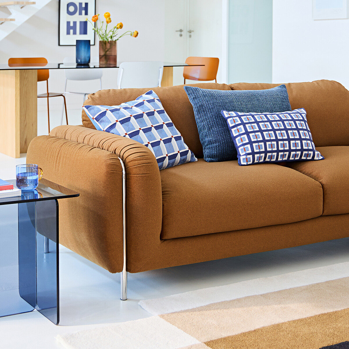 Housse de coussin, 60x40 cm, en velours côtelé, Carly bleu, LA REDOUTE INTERIEURS