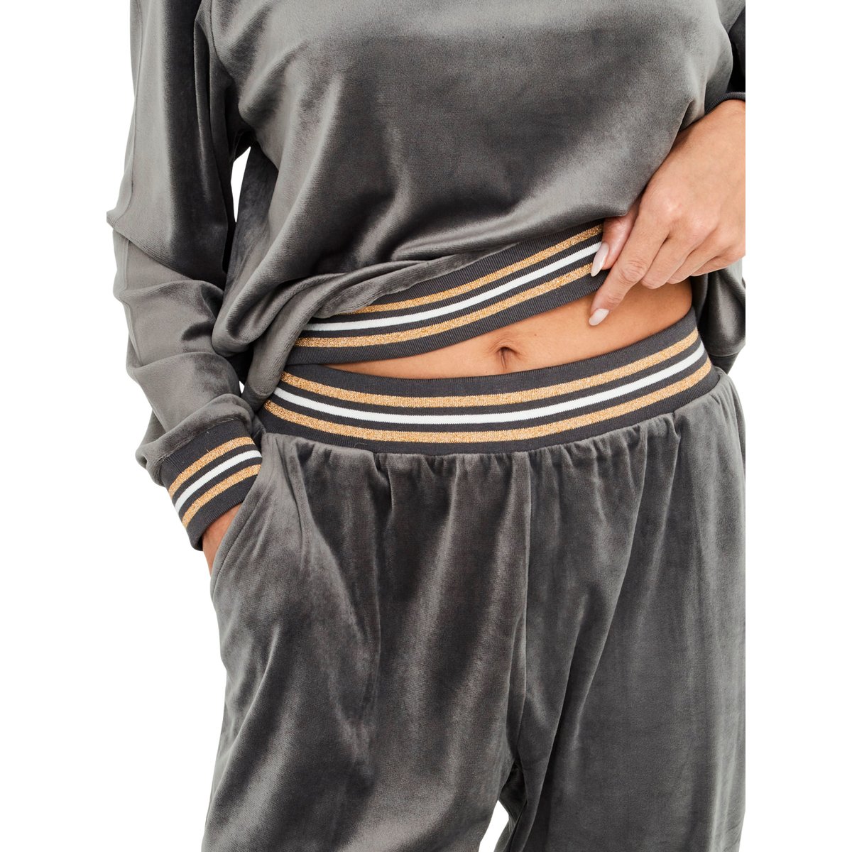 Pyjama pantalon top manches longues Velvet Glow gris, SELMARK