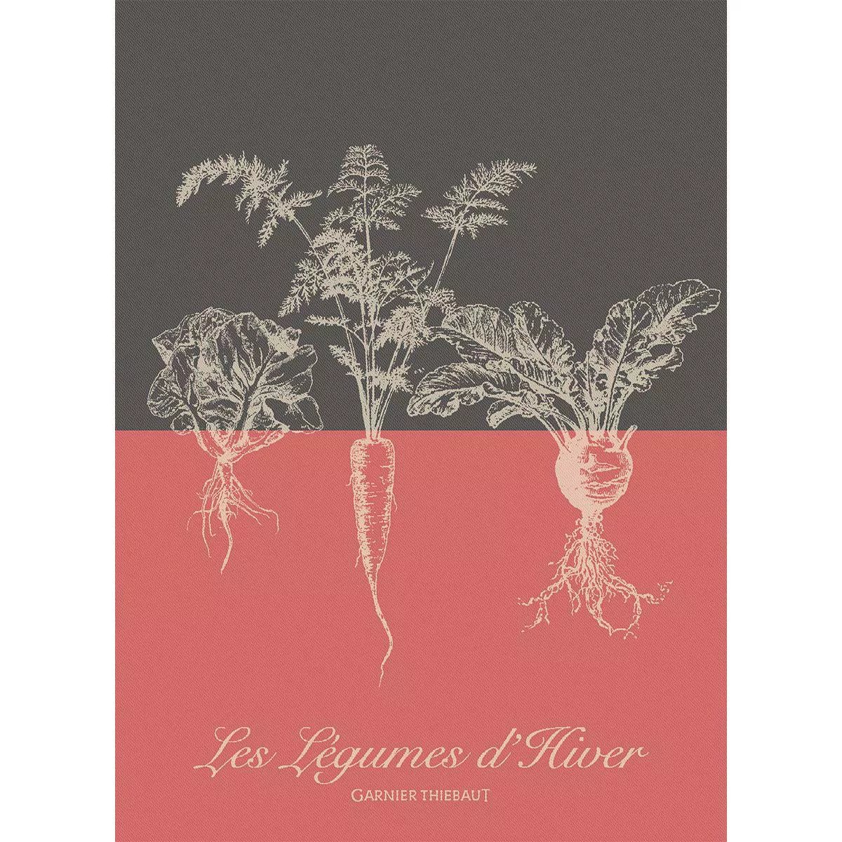Torchon pur coton LEGUMES D'HIVER tomette, GARNIER THIEBAUT