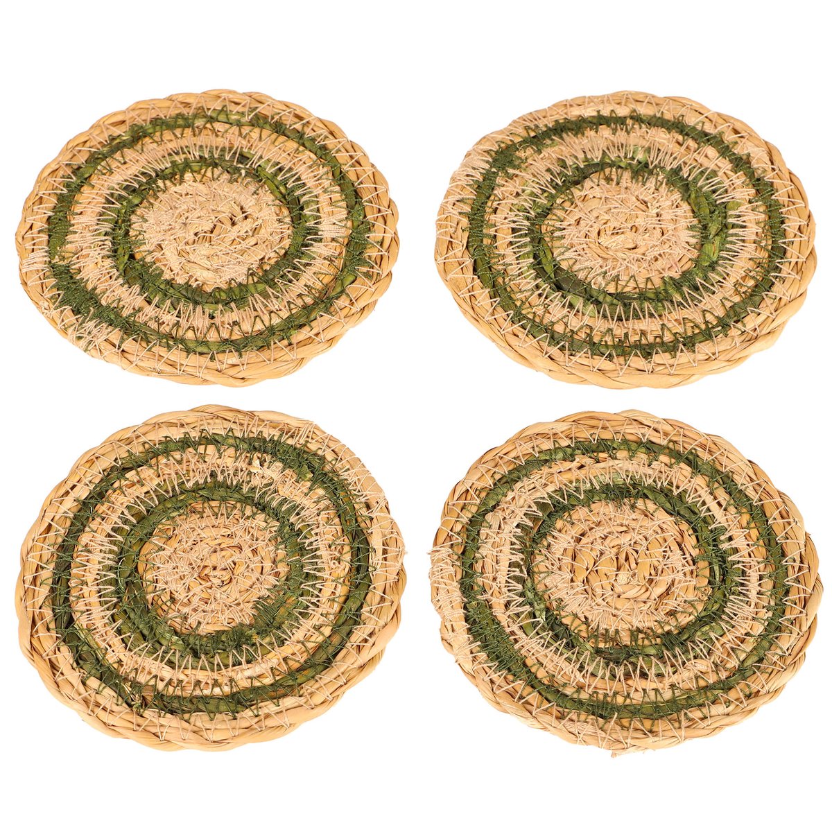 Set de 4 dessous de verre en jute vert et beige 10cm vert, WADIGA