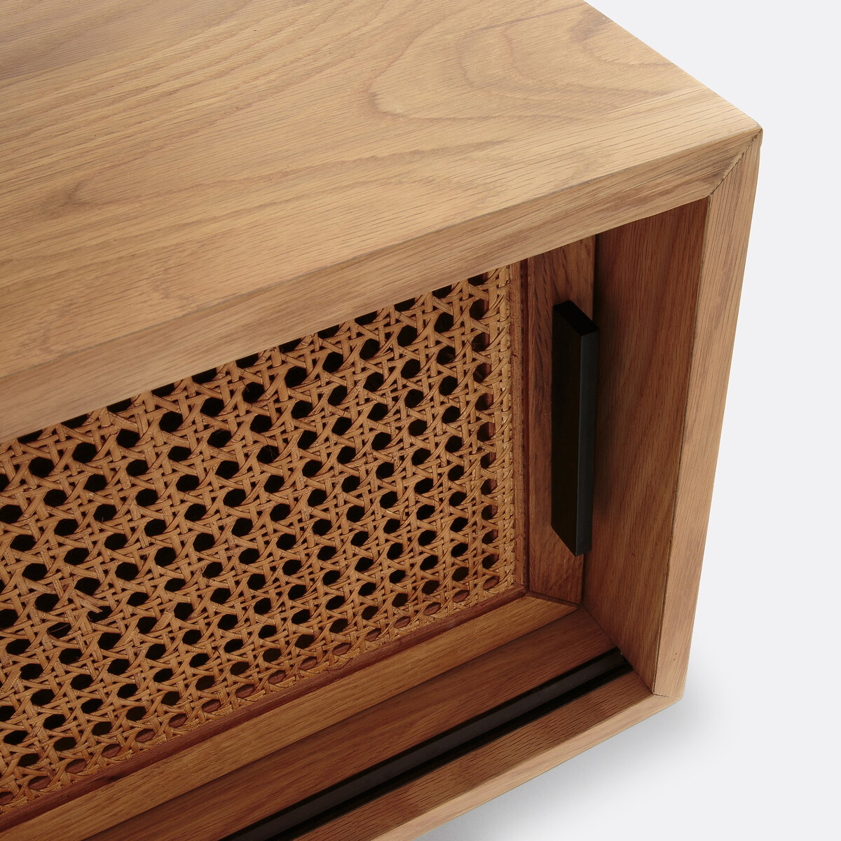 Banc-TV chêne, plaqué et cannage, 2 portes, Waska chêne, LA REDOUTE INTERIEURS