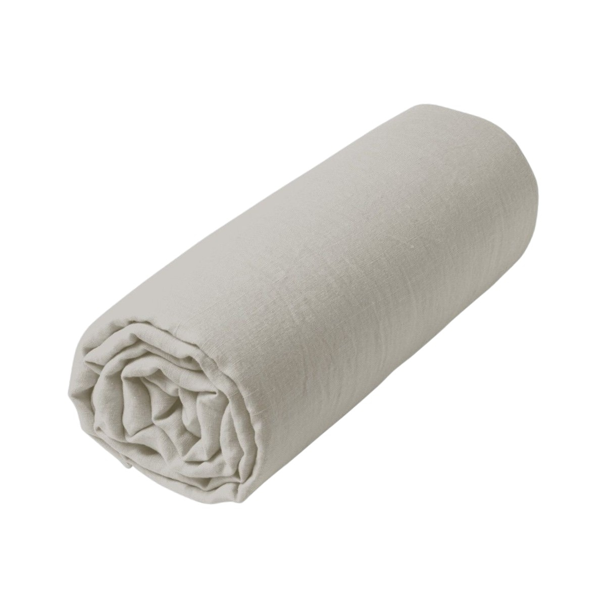 Drap Housse Uni   - LIN LAVE blanc, TRADITION DES VOSGES