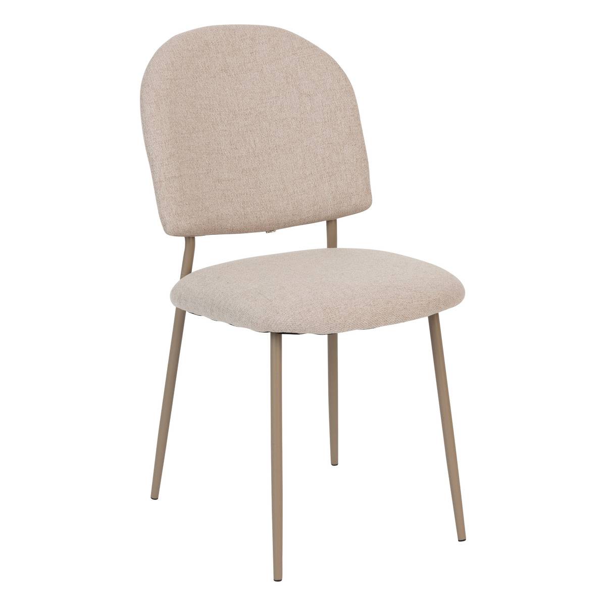 Chaise en tissu texturé piètement métal KAMILI beige, ATMOSPHERA