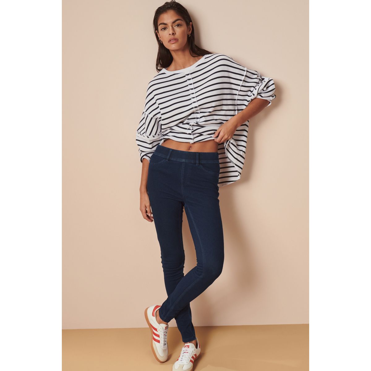 Legging en denim de jersey délavage bleu, NEXT