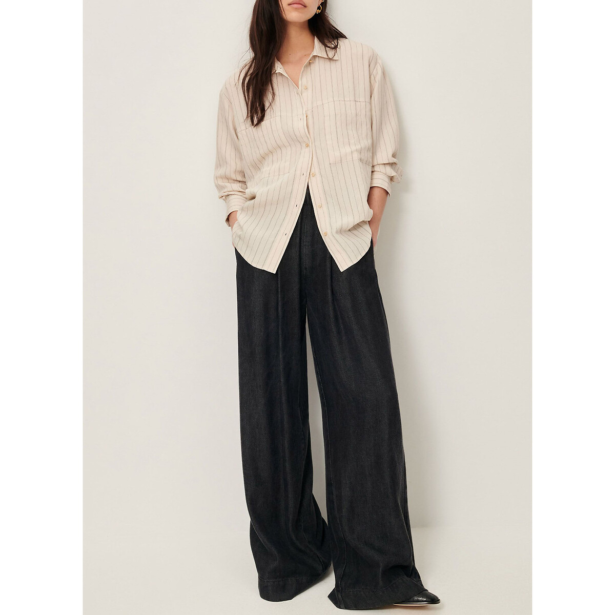 San Juan Striped Shirt with Back Button Fastening ecru , SESSUN
