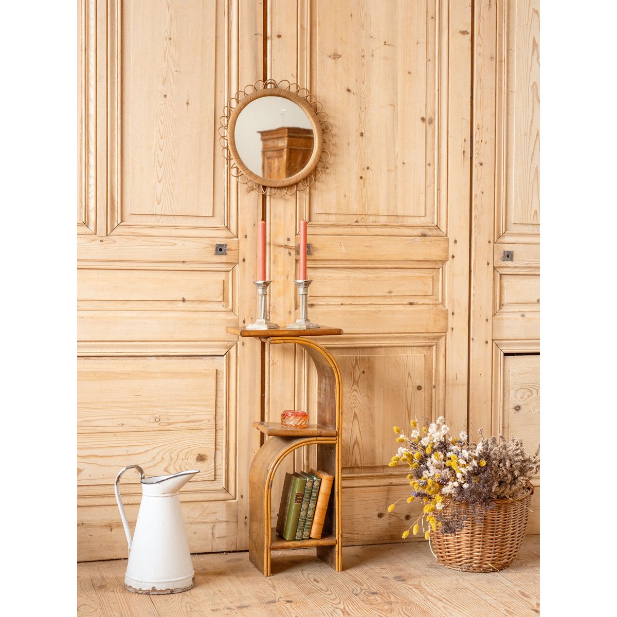 Étagère en rotin Gaëlle N°1472 - Bon état bois foncé, DEBONGOUT
