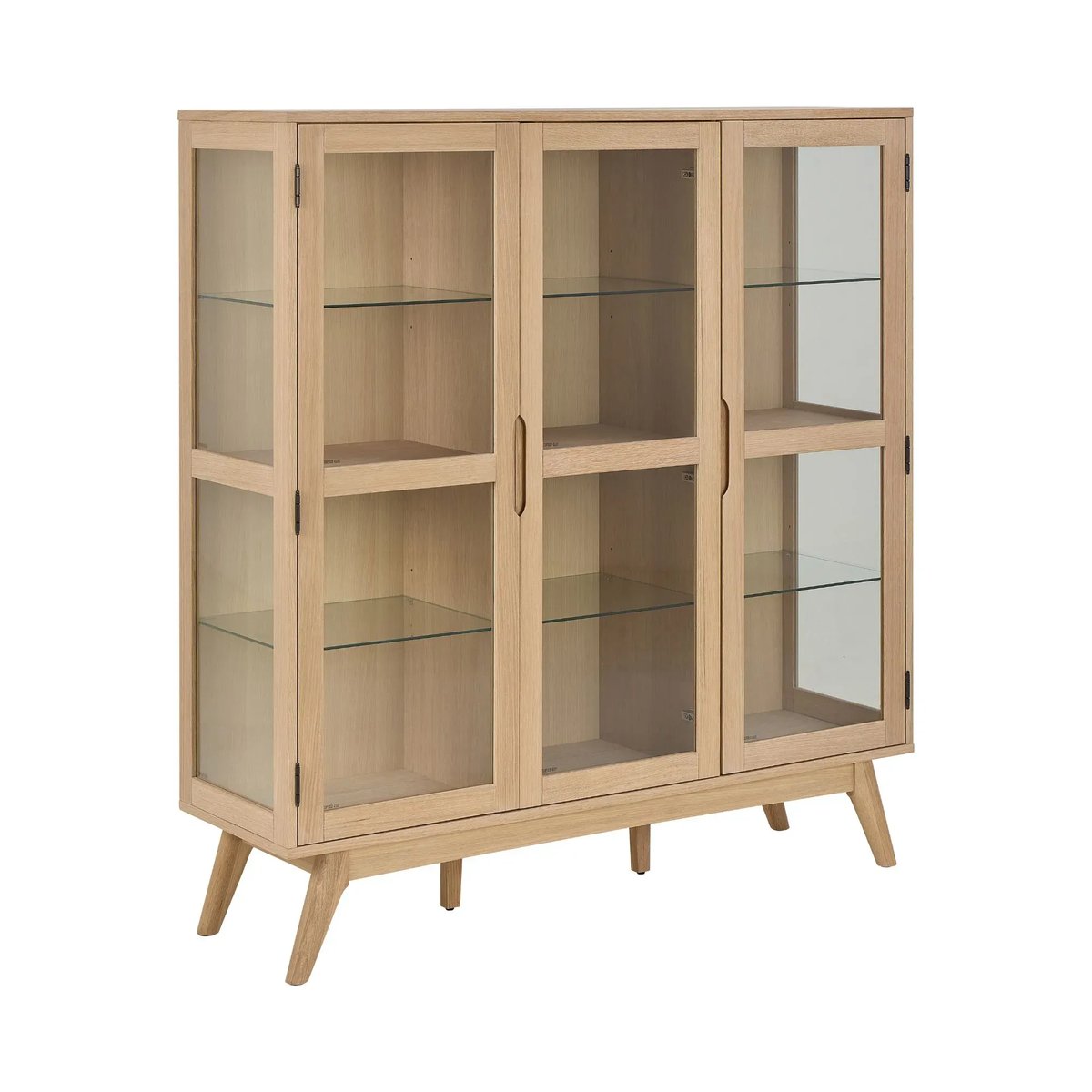 Vitrine 3 portes vitrée en chêne blanchi L140 - MARTINE bois clair, HELLIN, DEPUIS 1862