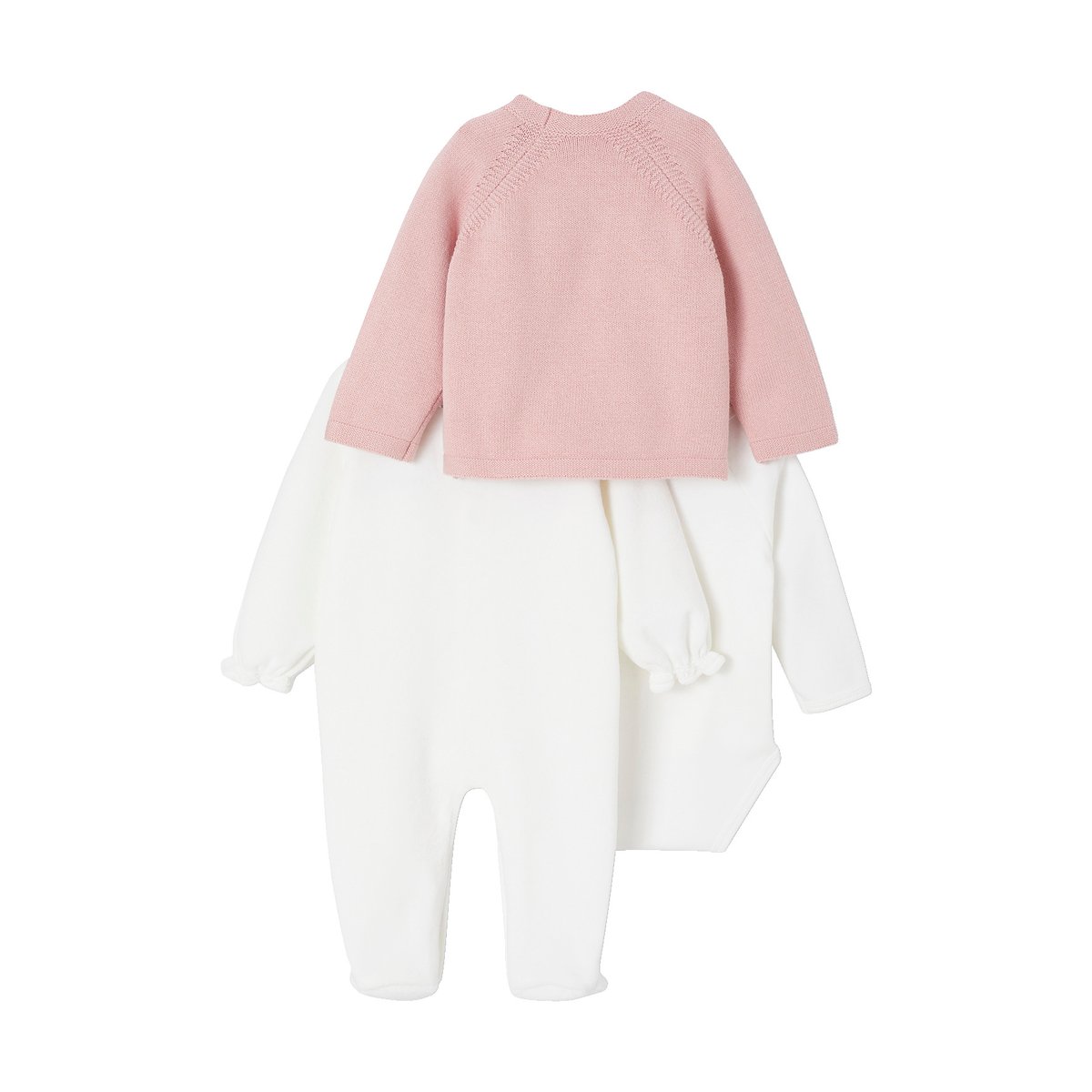 Ensemble bébé pyjama body gilet coffret cadeau naissance rose, VERTBAUDET