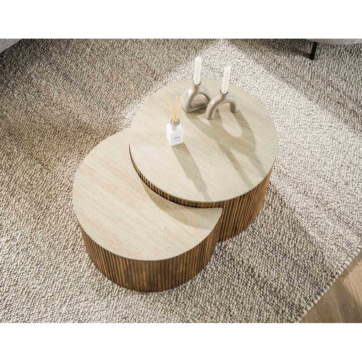 Lot de deux Tables basses - JADE bois / beige, BEST MOBILIER