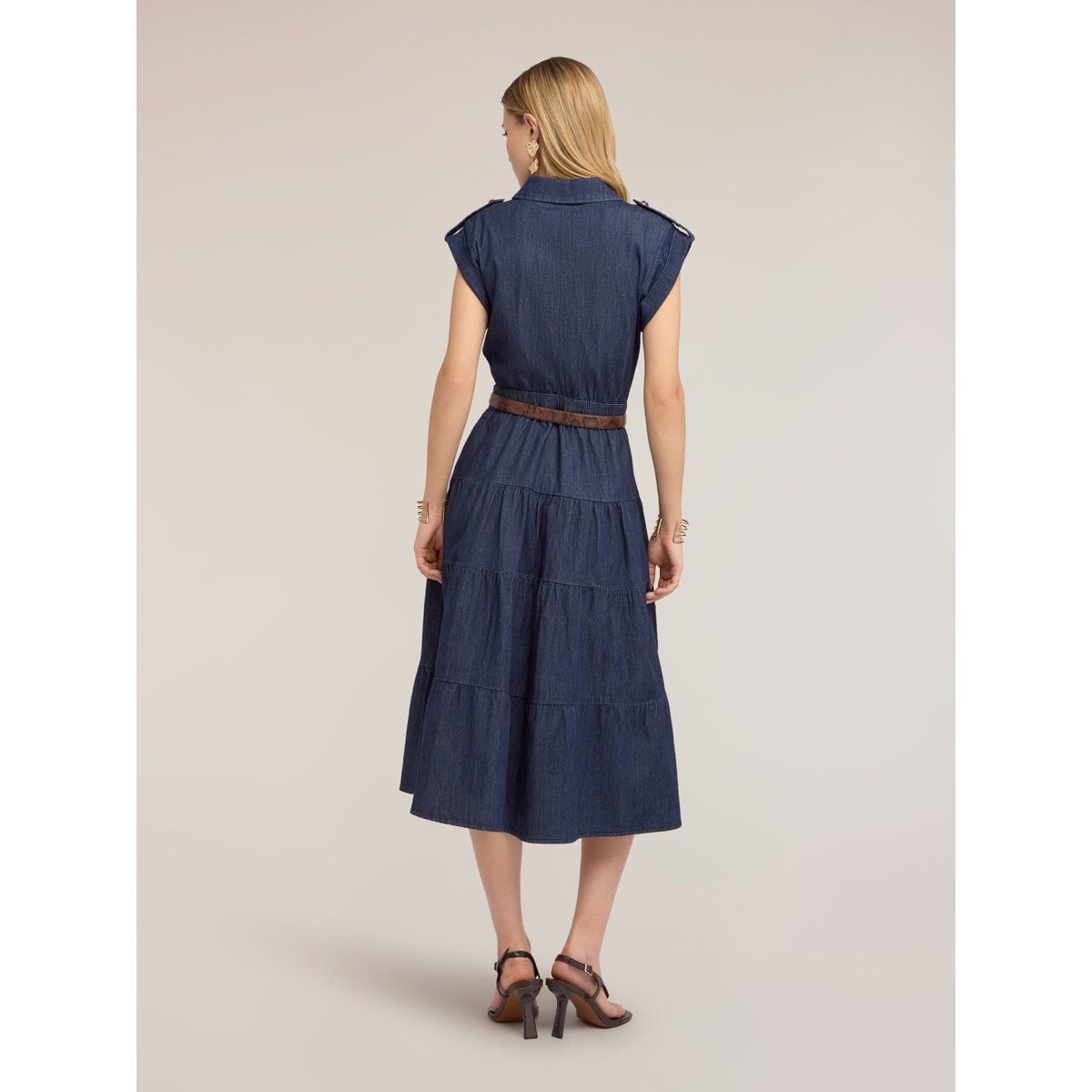 Robe chemise avec jupe à volants bleu, MOTIVI