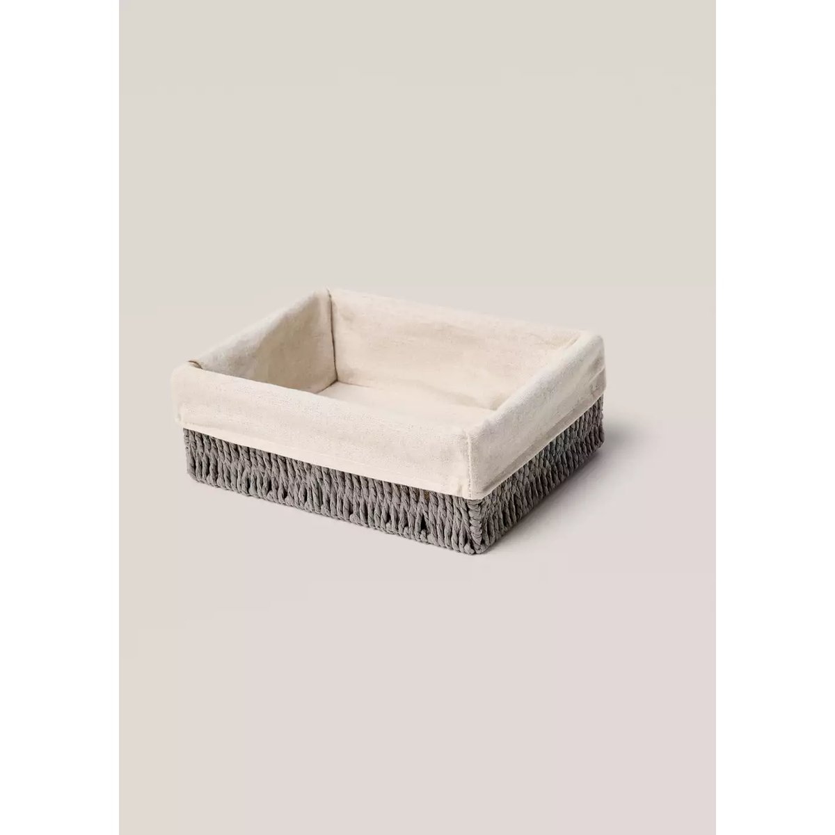 Petit panier en papier rectangulaire gris, MANGO HOME