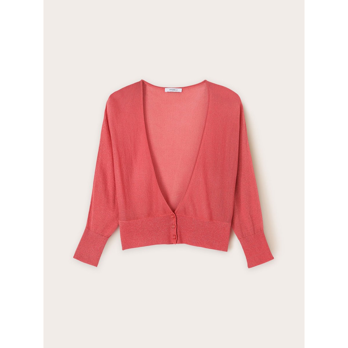 Cardigan en maille fine fil textile rose, MOTIVI