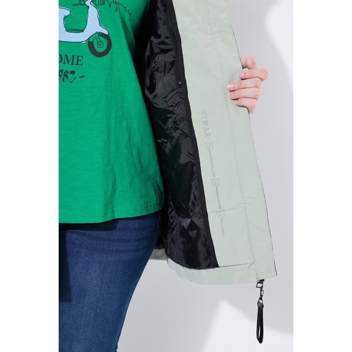 Veste technique HYPRAR à capuche sauge clair, ULLA POPKEN