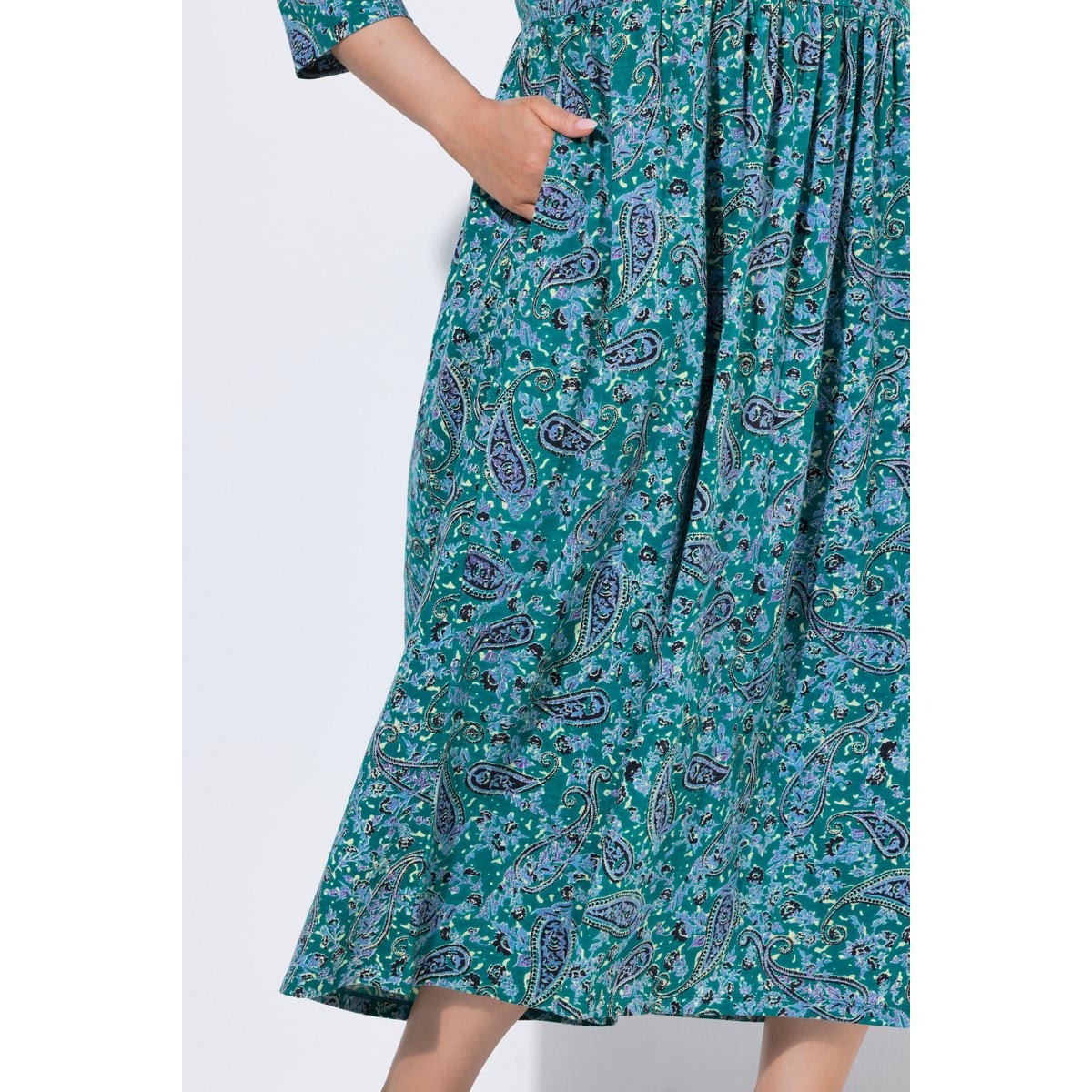Robe en jersey motif cachemire émeraude, ULLA POPKEN