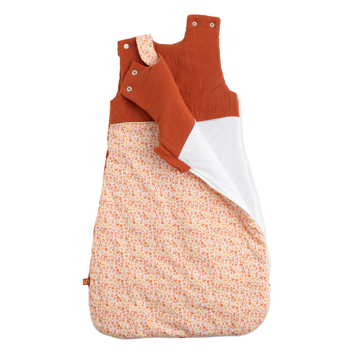 Gigoteuse en mousseline de coton bio ESMEE terracotta, jaune, rose, SAUTHON