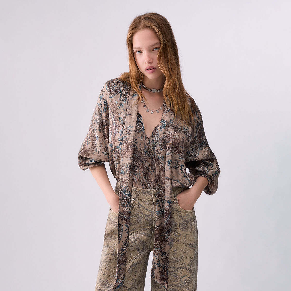 Blouse en satin imprimé cachemire, LIU JO