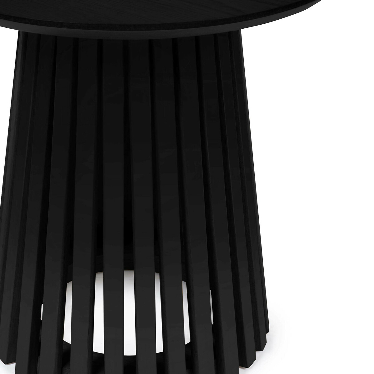 Osric Round Oak Slatted Side Table black, SO'HOME