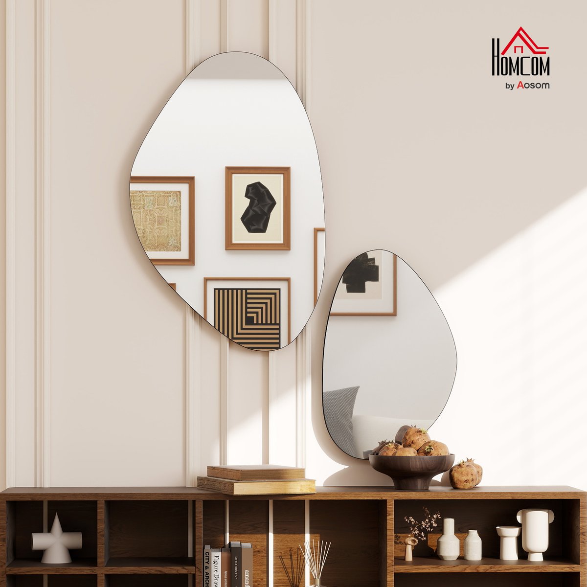 Miroir mural Verre Noir noir, HOMCOM
