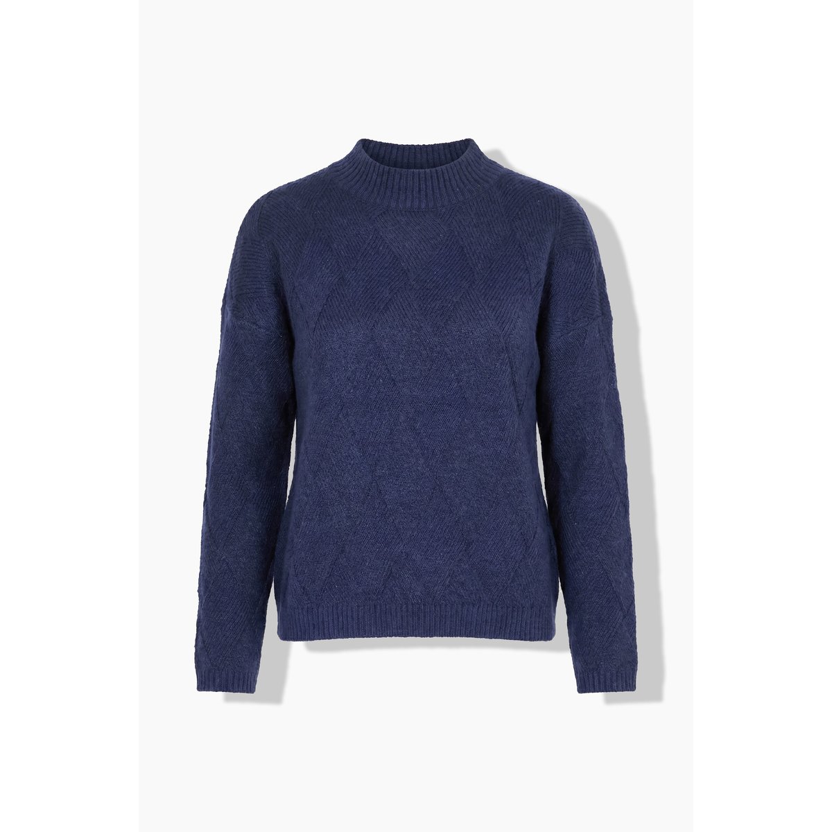 Pull oversize, motif losanges bleu encre, ULLA POPKEN
