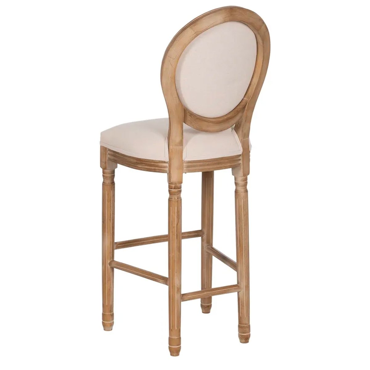 Tabouret de bar classique bois et tissu blanc 45x55x116cm bois, WADIGA