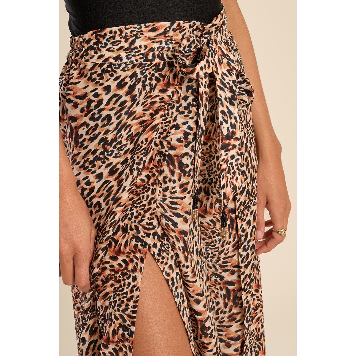 Pantalon large imprimé et ceinture à nouer orange romy, MOLLY BRACKEN
