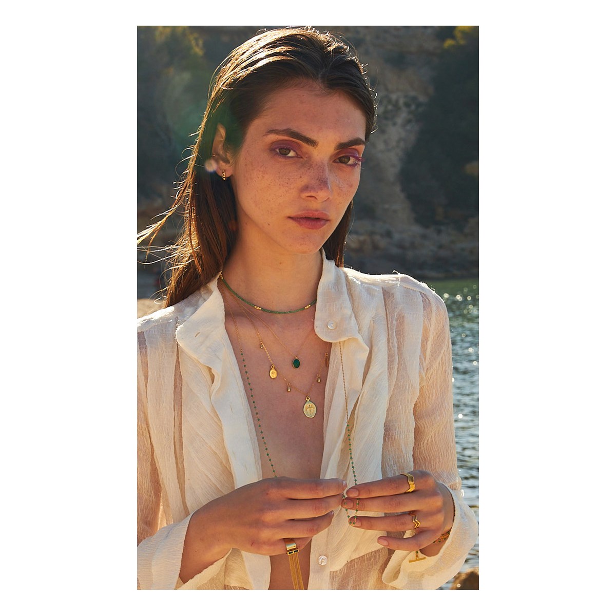 Collier morganite doré - jeri blanc, CAROLINE NAJMAN