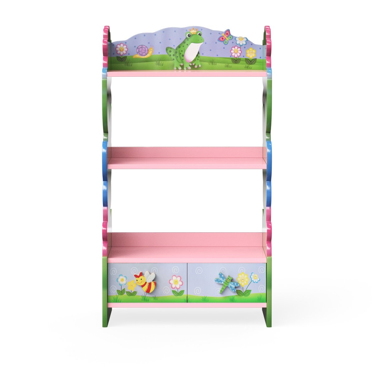 Bibliothèque 3 étages avec tiroir de rangement, MAGIC GARDEN rose, TEAMSON KIDS