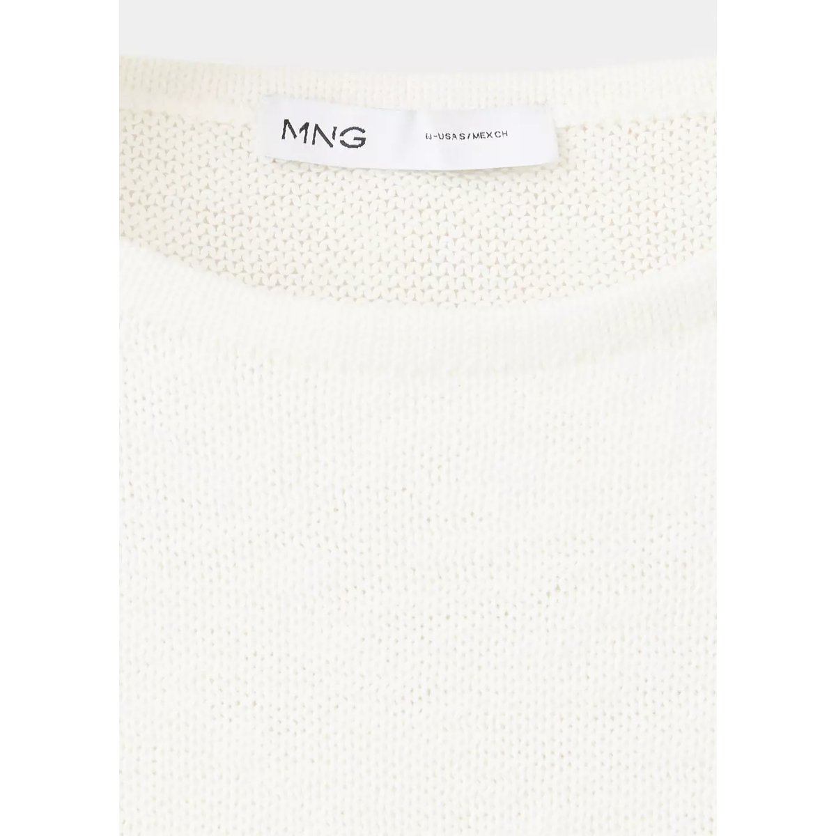 Top en maille avec détail de dentelle écru, MANGO