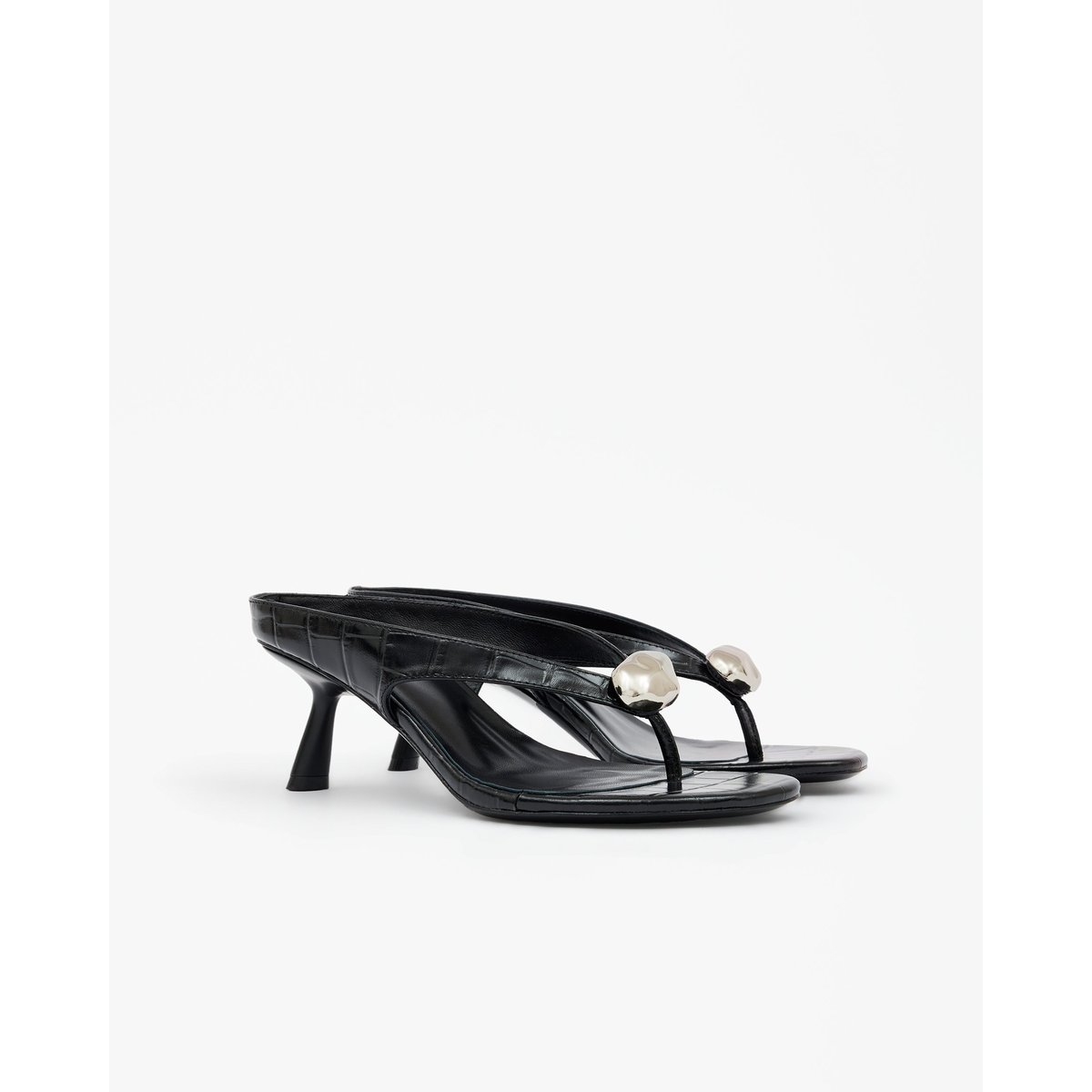 Mules à ornement bijou argenté CRISTO HIGH noir, MI MAI