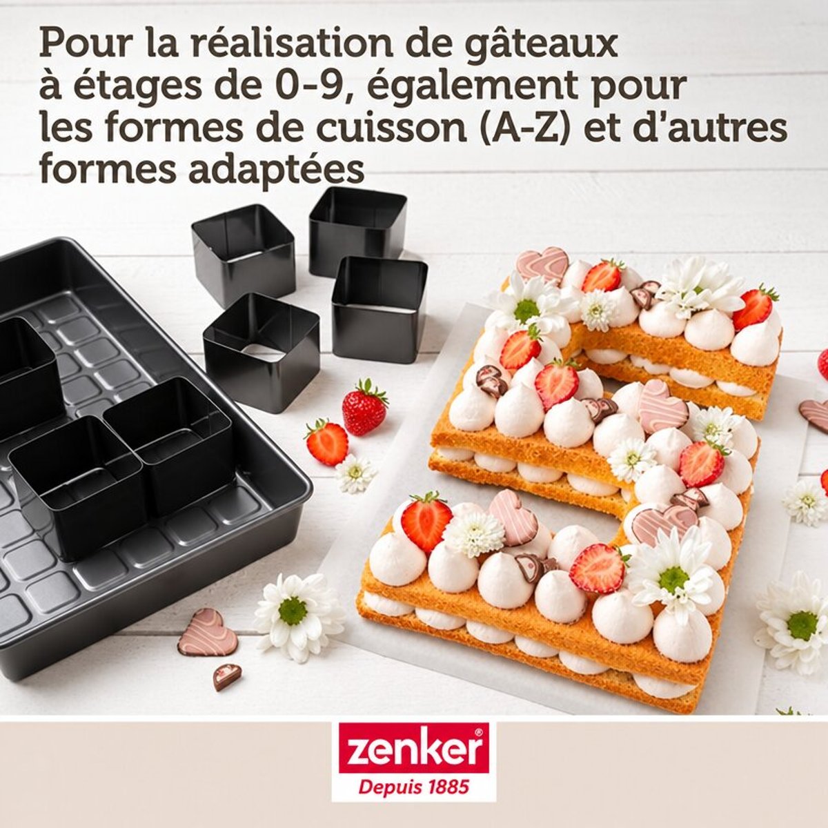 Moule à gâteau chiffres et lettres sans PFAS Zenker noir, ZENKER
