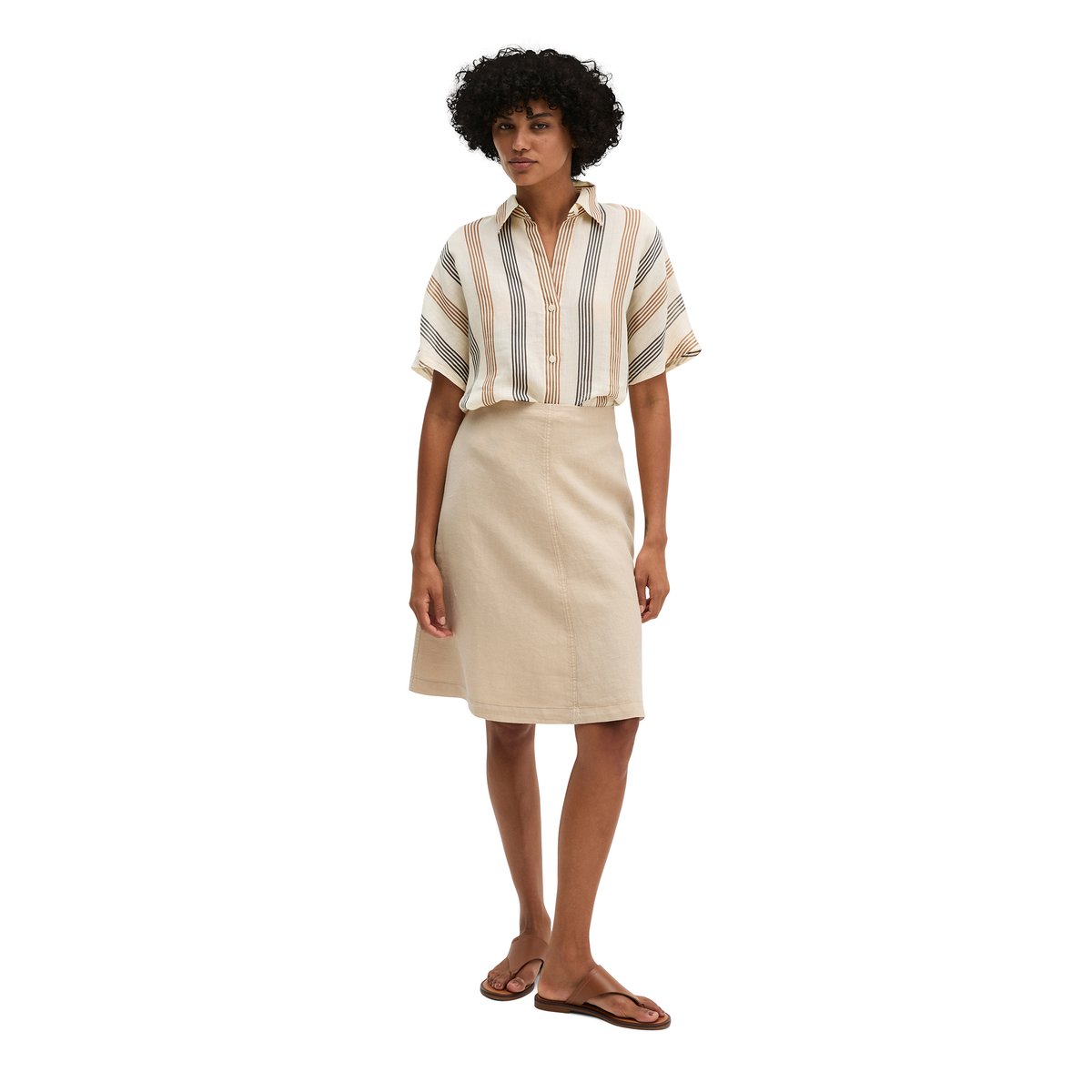 Jupe en lin A-Shape avec fermeture éclair sans couture beige, MARC O'POLO