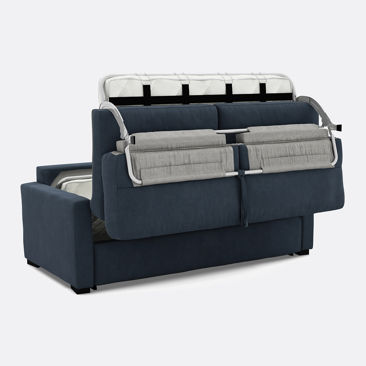 Divano convertibile, 2, 3 o 4 posti, mousse Premium HR, in velluto a coste fine, TIMOR blu notte, LA REDOUTE INTERIEURS