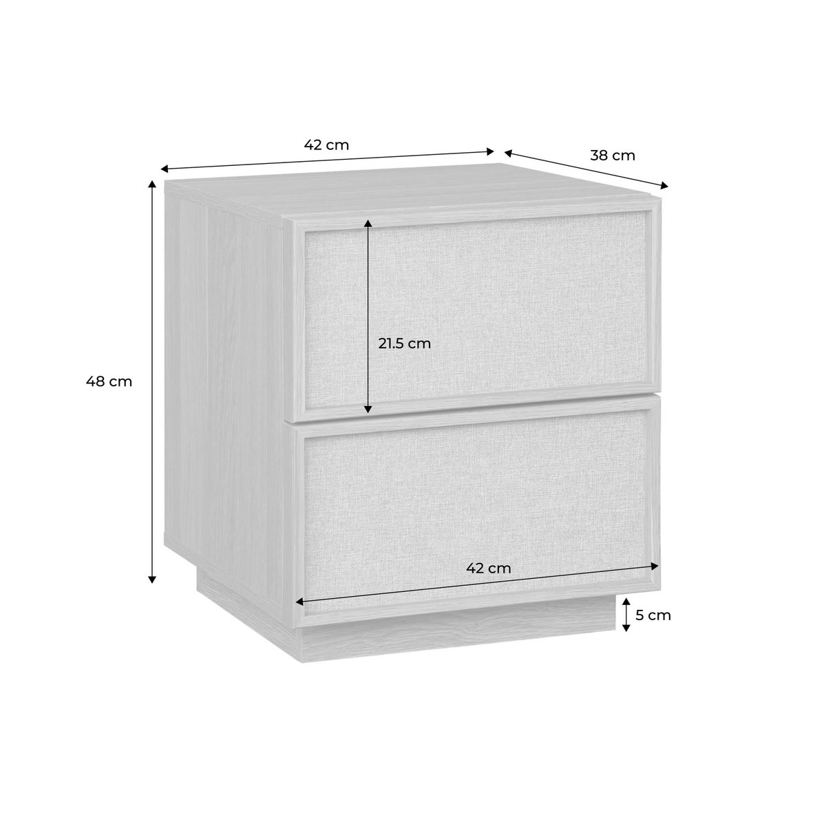 Table de chevet décor bois et tissu 2 tiroirs KUBA beige, SWEEEK
