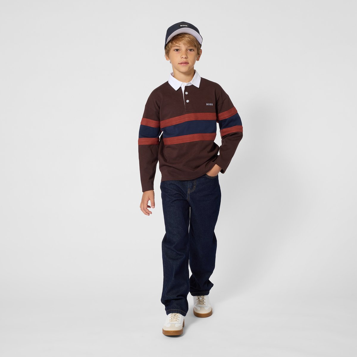 Polo manches longues tourbe, BOSS KIDSWEAR