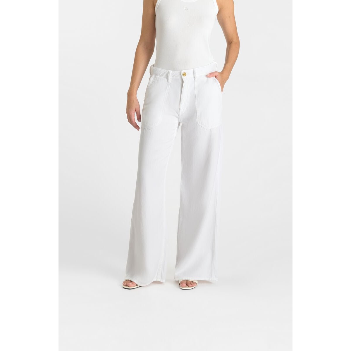 Jeans loose, large , longueur 34 white, LE TEMPS DES CERISES