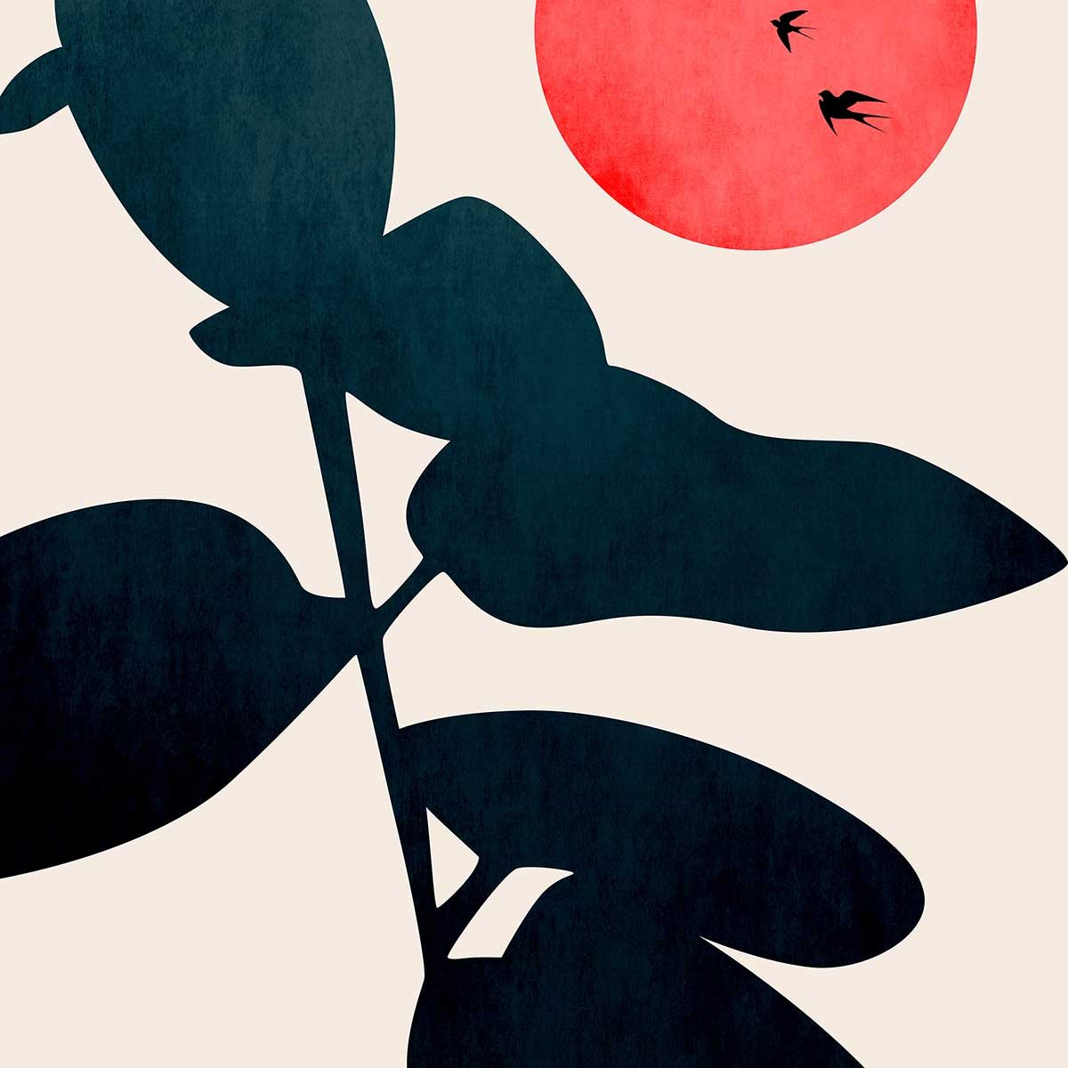 Affiche ""Coucher de lune"" affiche + cadre en bois - noir, HEXOA