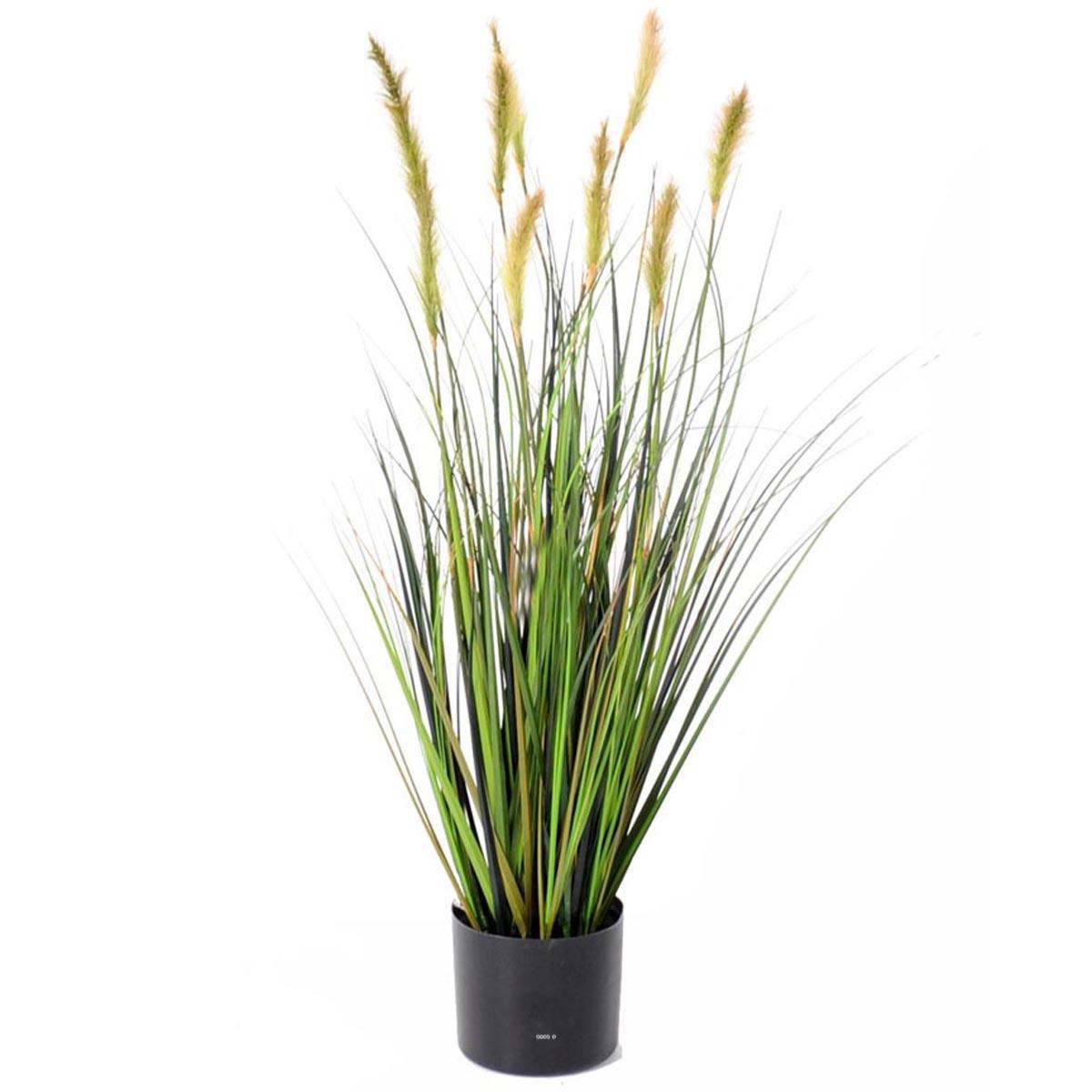 Graminée en pot factice plante eau & queno vert-jaune, ARTIFICIELLES