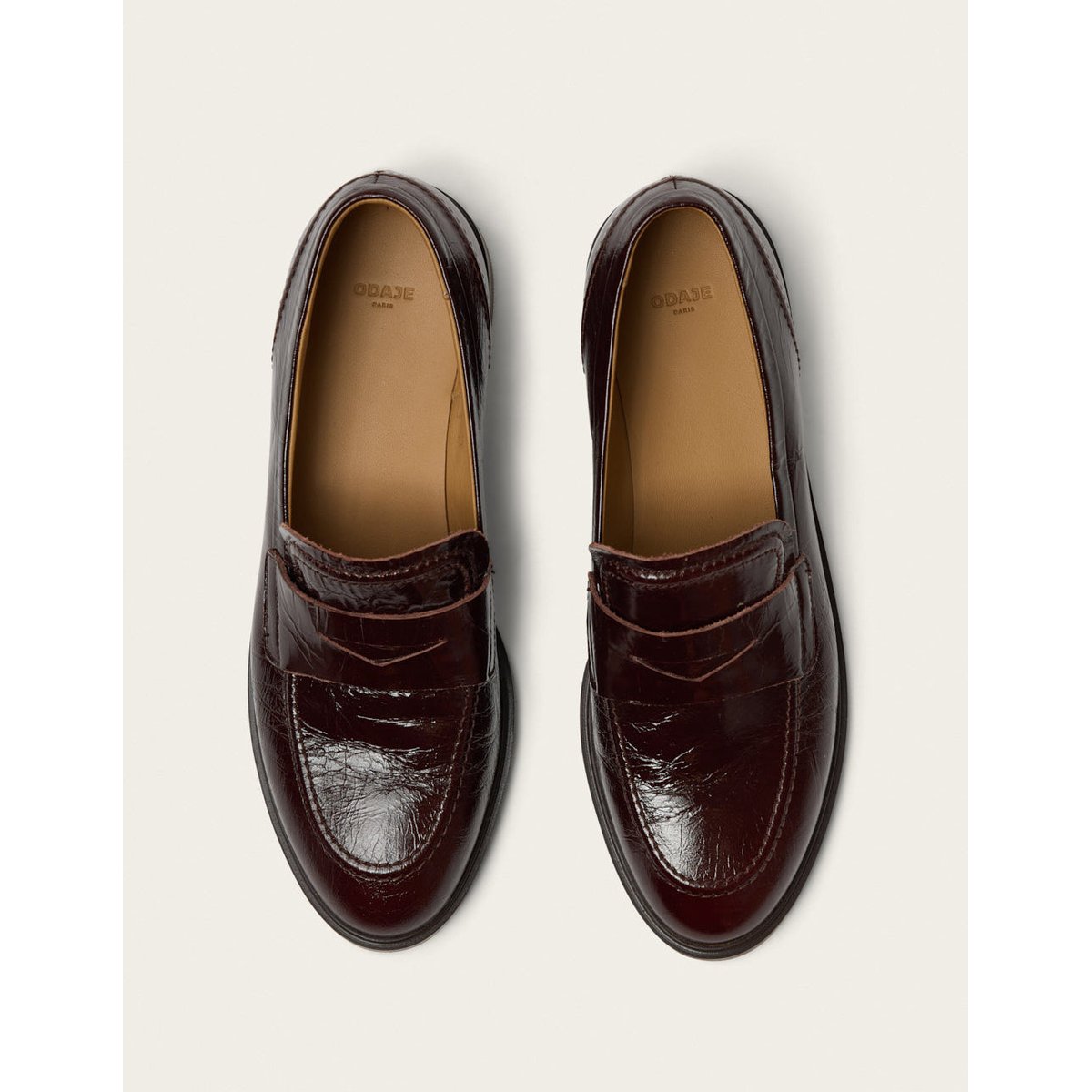 Mocassins MAKO cuir plissé marron, ODAJE