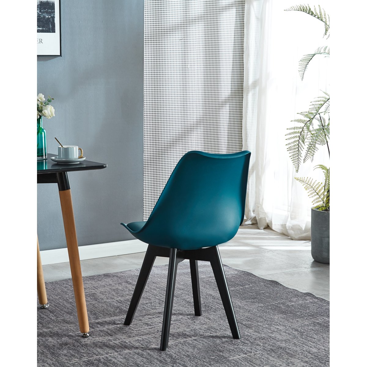 Lot de 4 chaises scandinaves, ESBJERG bleu canard, NORDLYS