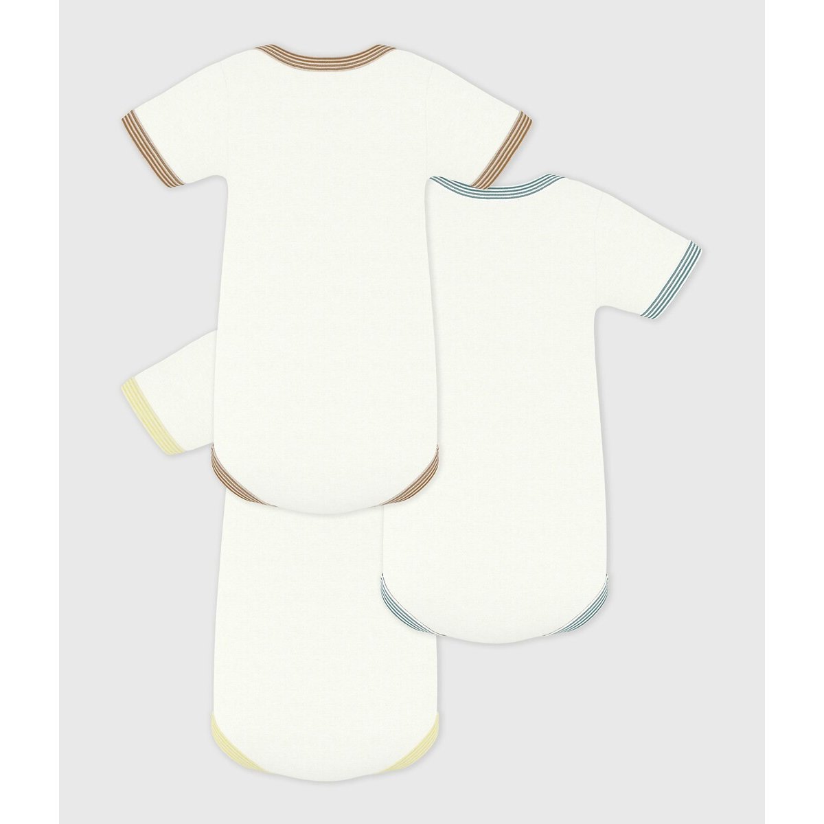 Set van 3 rompertjes met korte mouwen wit, PETIT BATEAU
