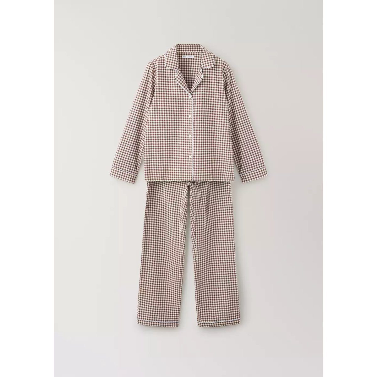 Pyjama coton vichy marron, MANGO TEEN