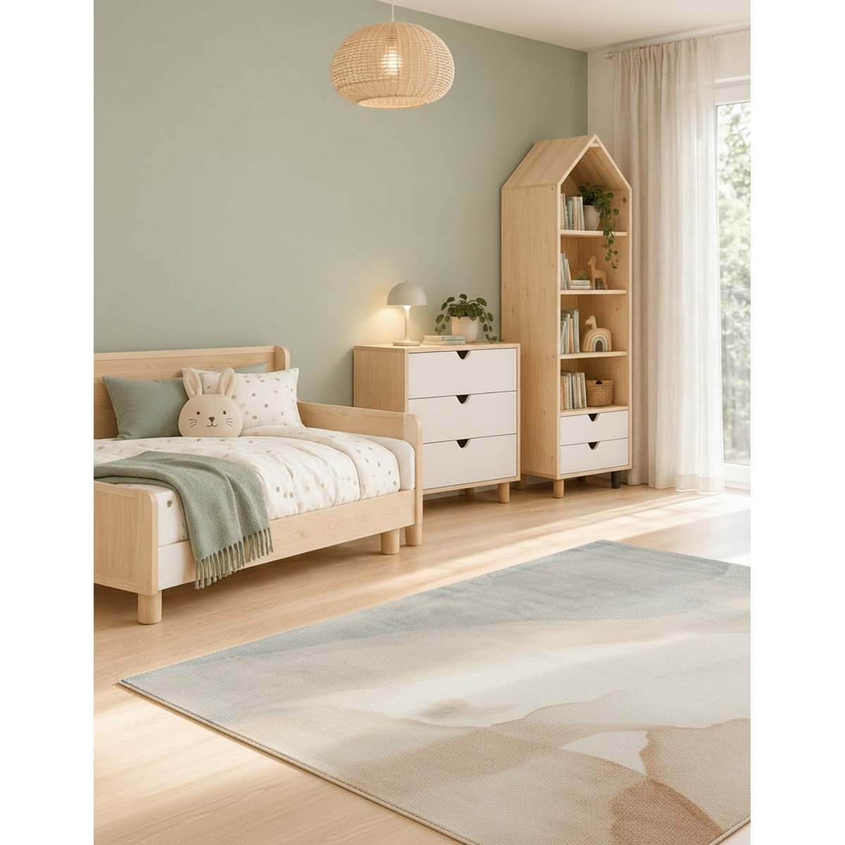 Tapis abstrait en polyester recyclé AQUARELLE palette colorée, AFK LIVING