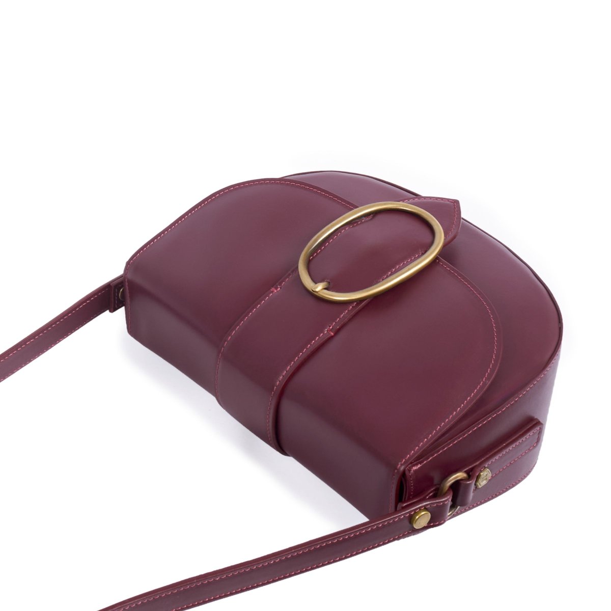 Sac boucle cuir lisse bordeaux, JULES & JENN
