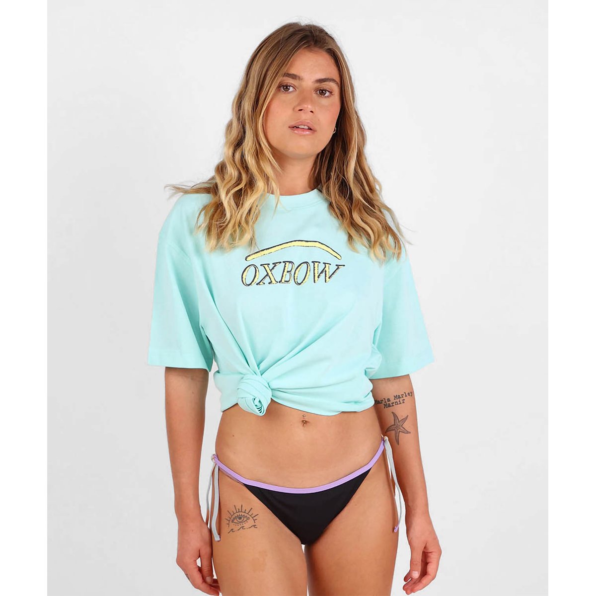 Bas de bikini imprimé à nouettes MINO noir, OXBOW