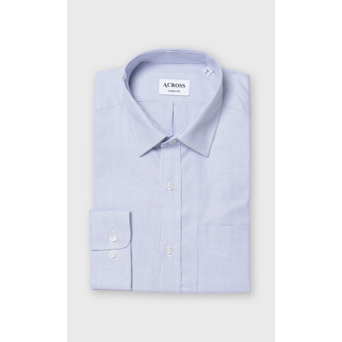 Chemise Confort fit à micro-motif bleu ciel, ACROSS