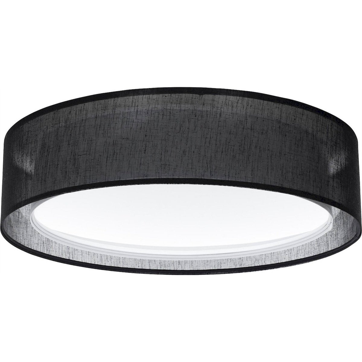 Plafonnier rond en tissu lumière douce Puro noir tissu semi transparent, BPS KONCEPT