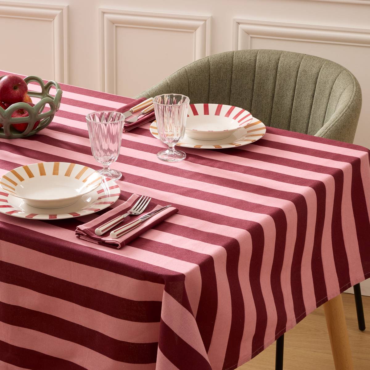 Lot de 4 serviettes de table CHERRY rouge carmin, ATMOSPHERA