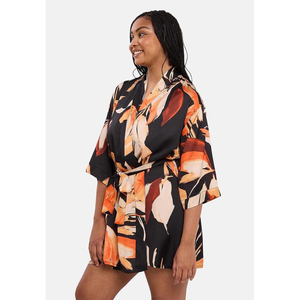 Kimono avec manches PURE CHIC imprimé feuilles, SANS COMPLEXE