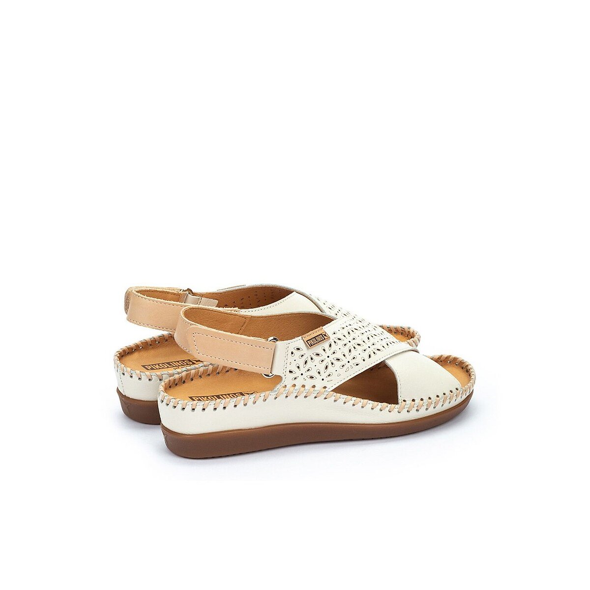 Sandales semi-compensées en cuir, CADAQUES blanc, PIKOLINOS