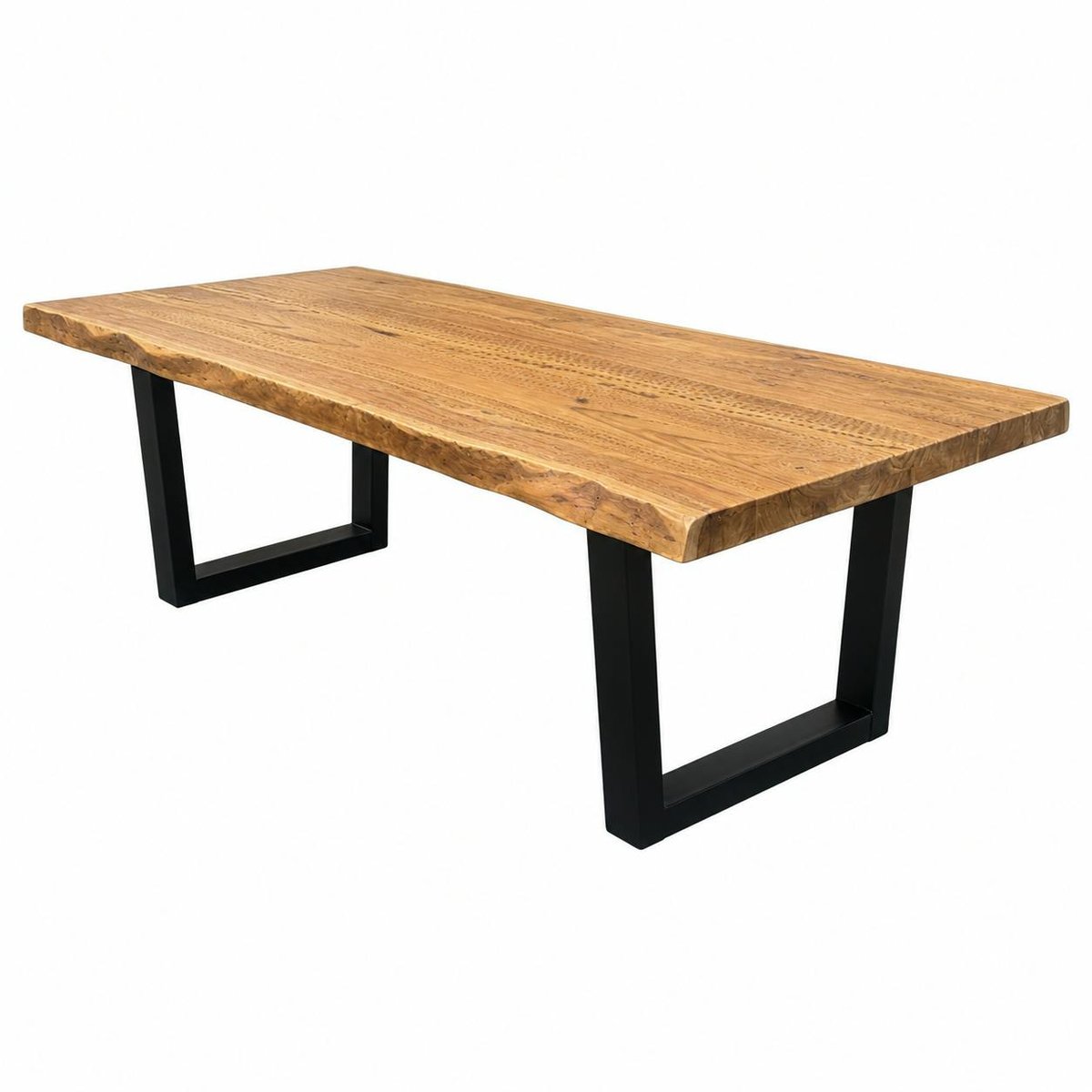 Table à manger bois de teck recyclé, pieds en U 300 cm TIMOR bois naturel, PIER IMPORT